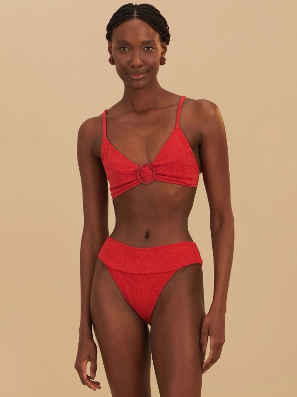 Farm Rio: Red matelasse pineapple bikini top and bottom 👙
